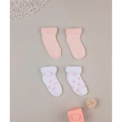 Juego de 2 pares de calcetines de rizo rosa con corazones*Prenatal Sale