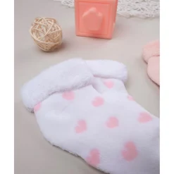Juego de 2 pares de calcetines de rizo rosa con corazones*Prenatal Sale
