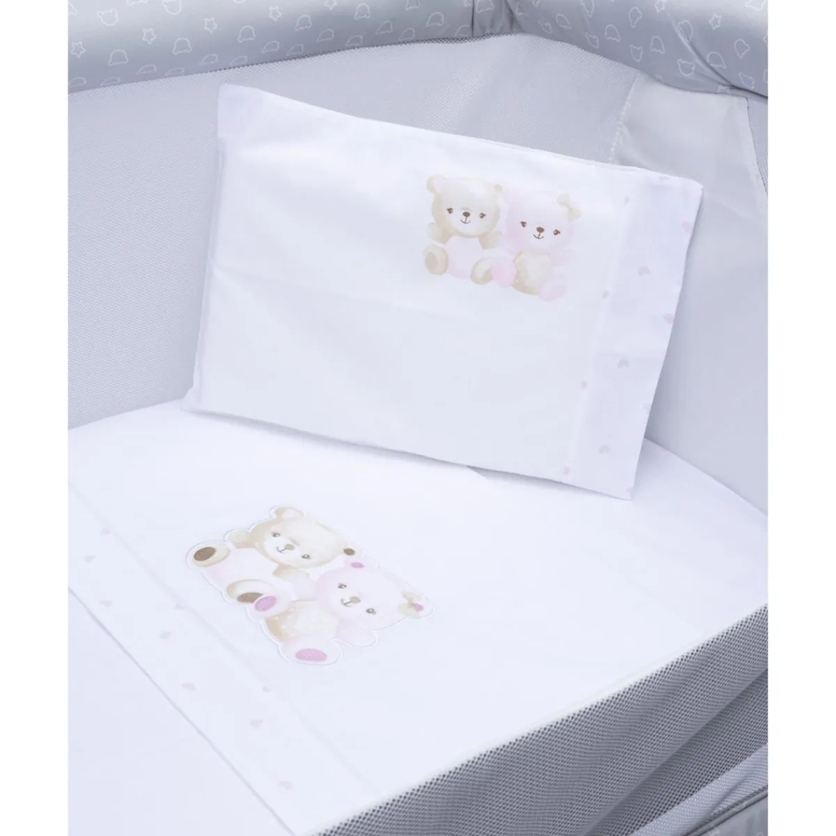 Juego de Sábanas Cuna 3 Piezas "Ositos" (Niña)*Prenatal Clearance