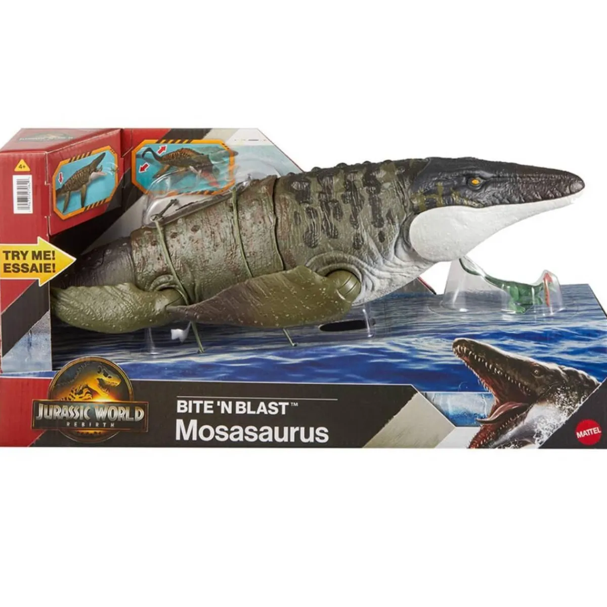 Sale Jurassic World - Mosasaurus “Bite ’N Blast” con mini Dilophosaurus Figuras De Acción