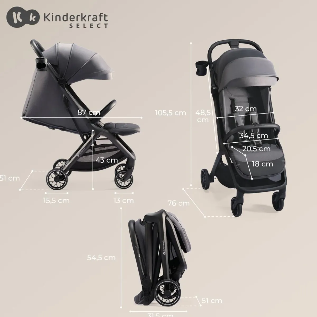 New Kinderkraft - Silla de paseo Nubi 2 Cloudy Grey Sillas De Paseo Y Accesorios·Sillas De Paseo