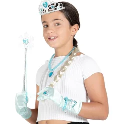 Kit de Disfraz Princesa Hielo: Corona y Accesorios Azul Plata XS ㅤ*TOYS 