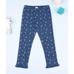 Legging azul con micro flores para niña*Prenatal Online