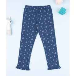 Legging azul con micro flores para niña*Prenatal Online