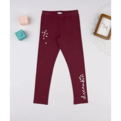 Leggings burdeos de niña con bordado*Prenatal Clearance