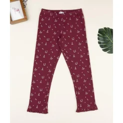 Best Leggings burdeos de niña con flores Niña·Niña 2-10 Años|Niña 2-10 Años·Leggings Y Faldas