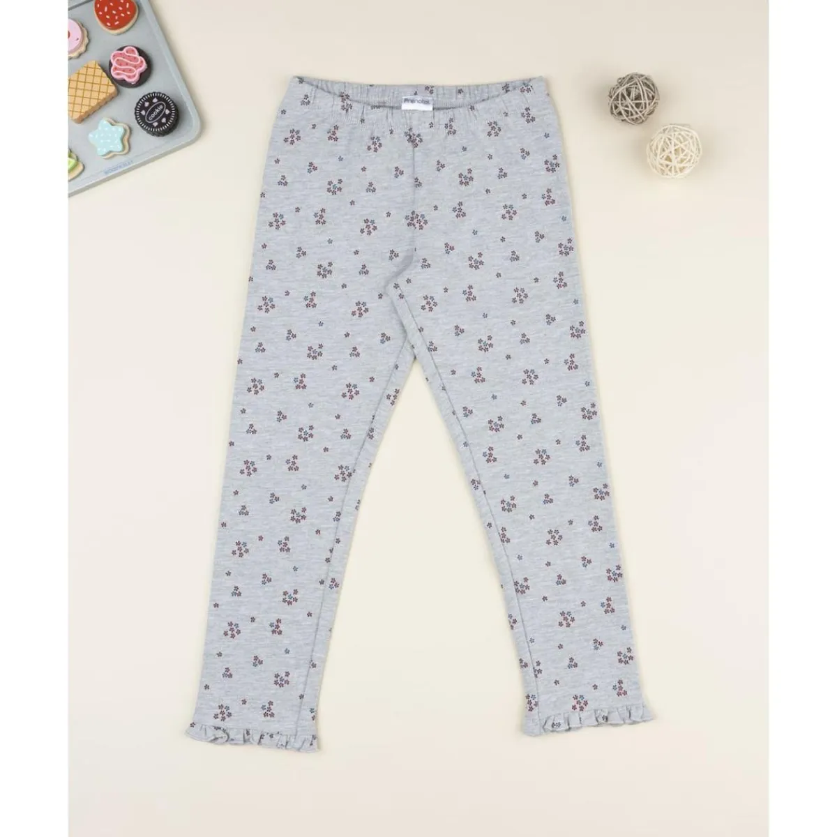 Leggings grises de niña con estampado floral allover*Prenatal New
