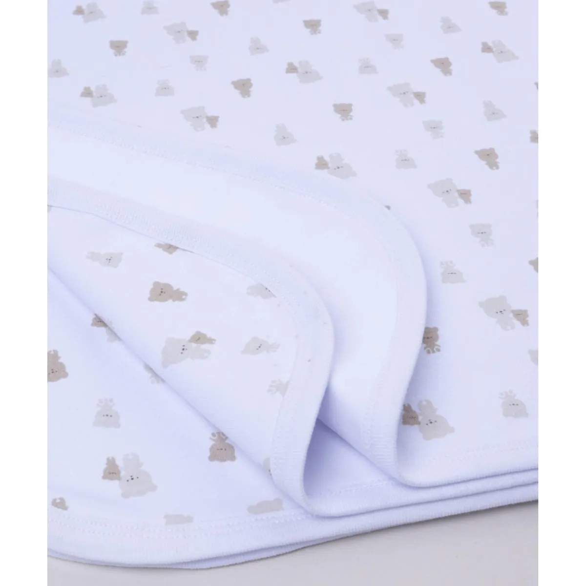 Manta interlock blanca con ositos para recién nacido*Prenatal Sale
