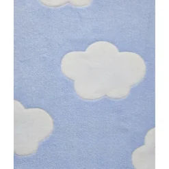 Manta para cuna de peluche sintético azul con nubes*Prenatal Online