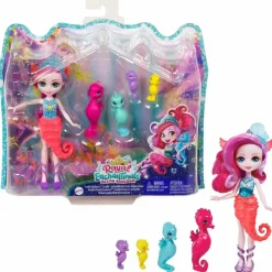 - Enchantimals - Ocean Kingdom muñeca Sedda Sea Horse con familia de caballitos de mar ㅤ*MATTEL New