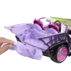 Outlet - Monster High - Coche convertible morado con accesorios para mascotas y detalles de telaraña ㅤ Muñecas