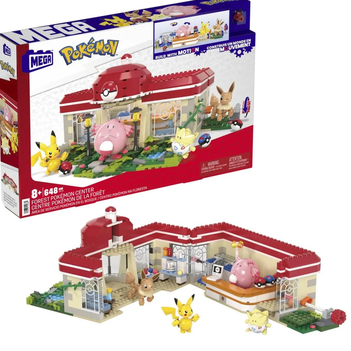 - Pokemon - Kit de construcción Pokémon centro en el bosque con bloques y personajes ㅤ*MATTEL New
