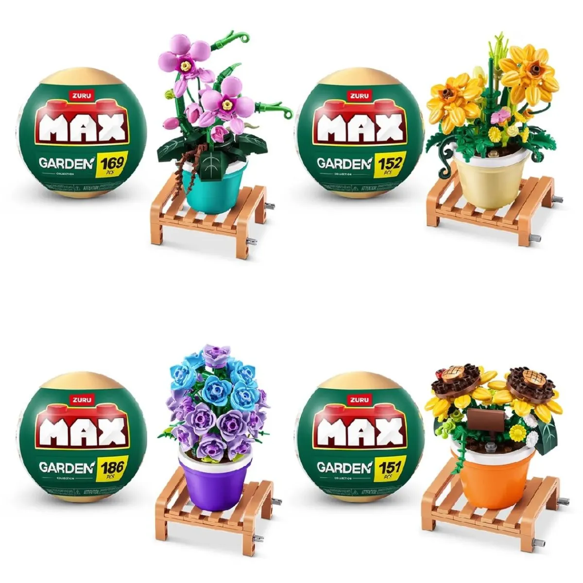 New MAX - Pack 4 Cápsulas Garden Juguetes De Construcción