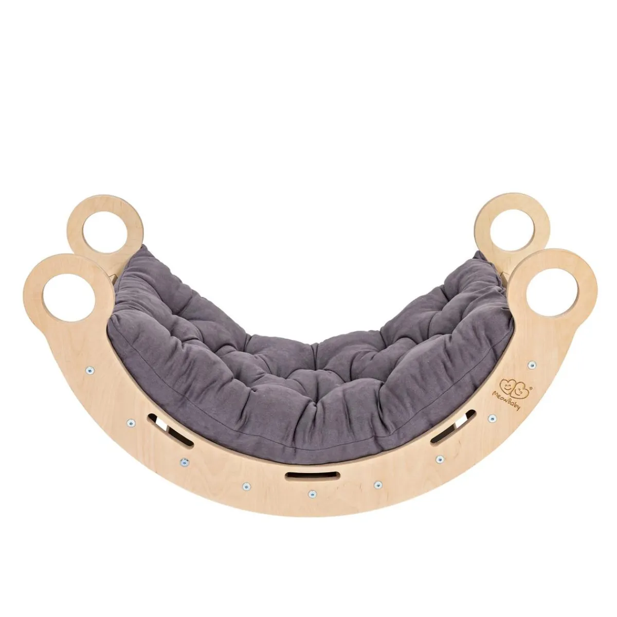 - Mecedora Infantil de Madera Natural con Tobogán y Cojín Gris “Medium Dream Rocker Classic”*MEOWBABY Online