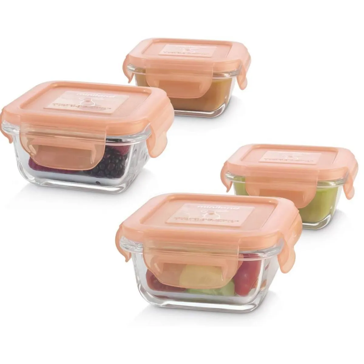 Discount - Set 4 Recipientes de Vidrio Naranja - Natursquare Bunny Preparación Comida Y Accesorios·Termos, Recipientes Y Contenedores