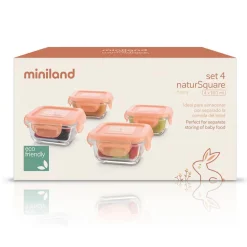 Discount - Set 4 Recipientes de Vidrio Naranja - Natursquare Bunny Preparación Comida Y Accesorios·Termos, Recipientes Y Contenedores