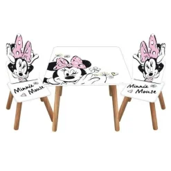 Minnie Mouse - Conjunto de mesa y sillas infantiles en madera, diseño Minnie Mouse ㅤ Estilo De Vida
