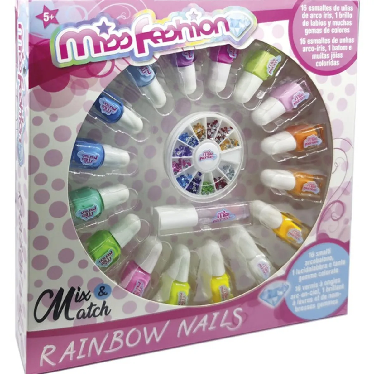 Miss Fashion - Estuche Manicura 16 Esmaltes Purpurina ㅤ*TOYS "R" US Online