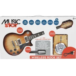 Music Star - Guitarra Eléctrica con Micrófono y Amplificador Electrónicos