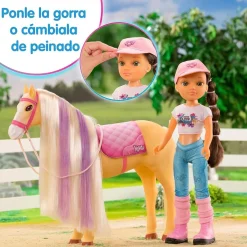 Best - Muñeca articulada con caballo y accesorios de cuidado ㅤ Muñecas