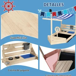 New Outsunny - Arenero de madera Barco pirata Juguetes De Verano