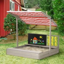 - Arenero de madera con toldo y pizarra*Outsunny Online