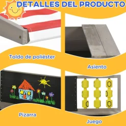 - Arenero de madera con toldo y pizarra*Outsunny Online