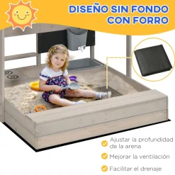 Clearance - Arenero de madera con toldo Juguetes De Verano