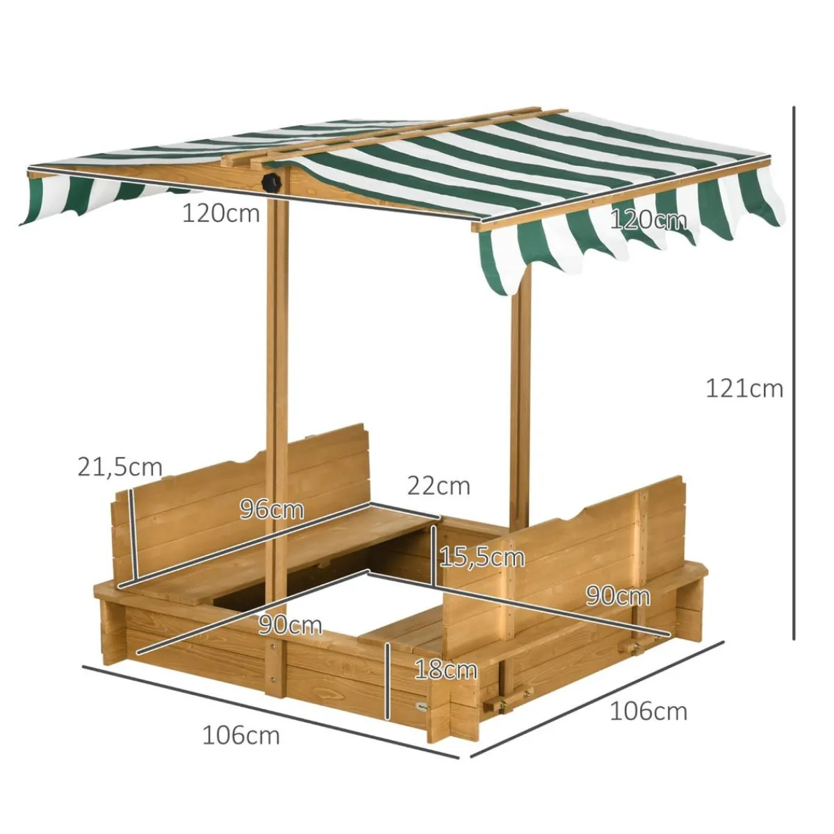 - Arenero infantil de madera con toldo*Outsunny Best