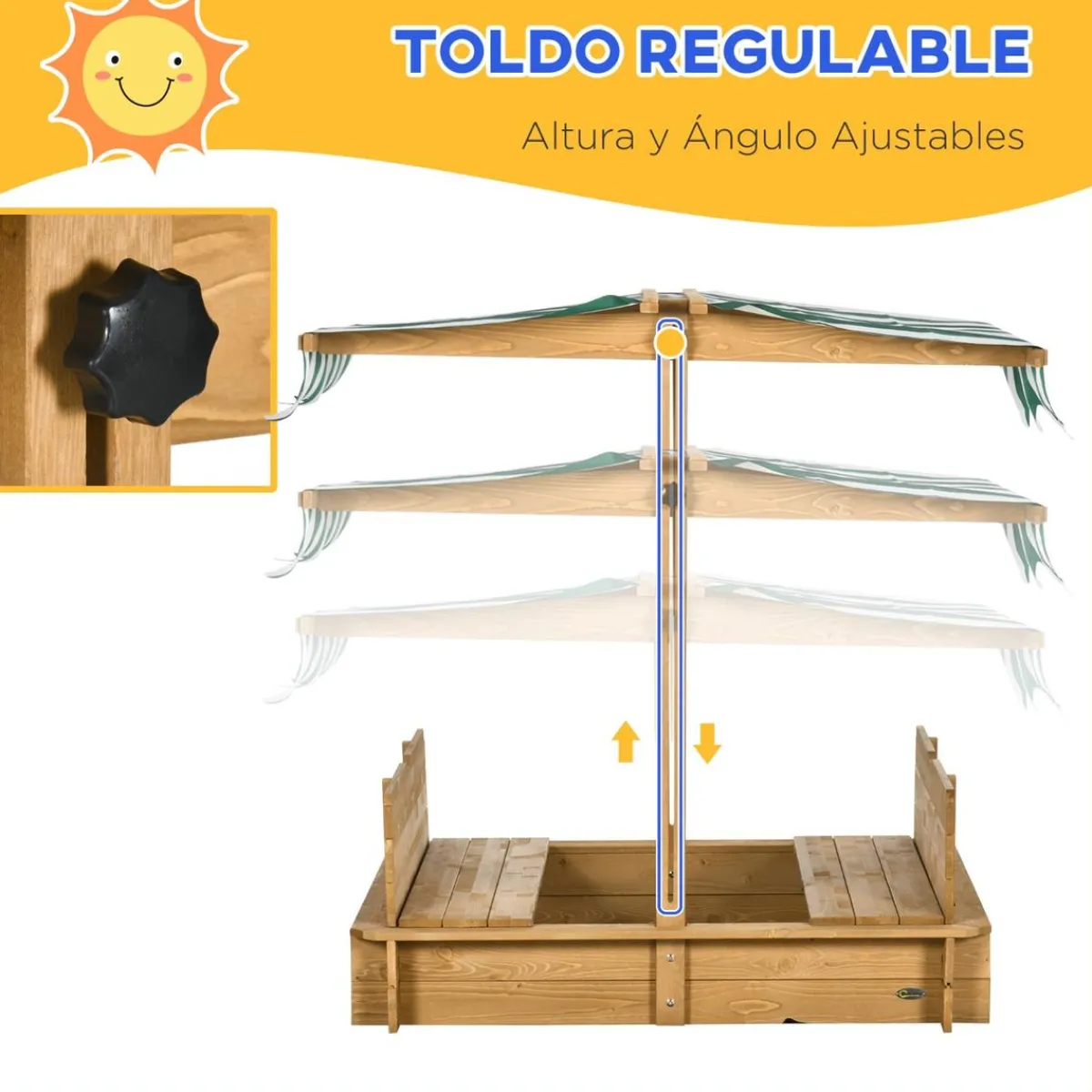 - Arenero infantil de madera con toldo*Outsunny Best