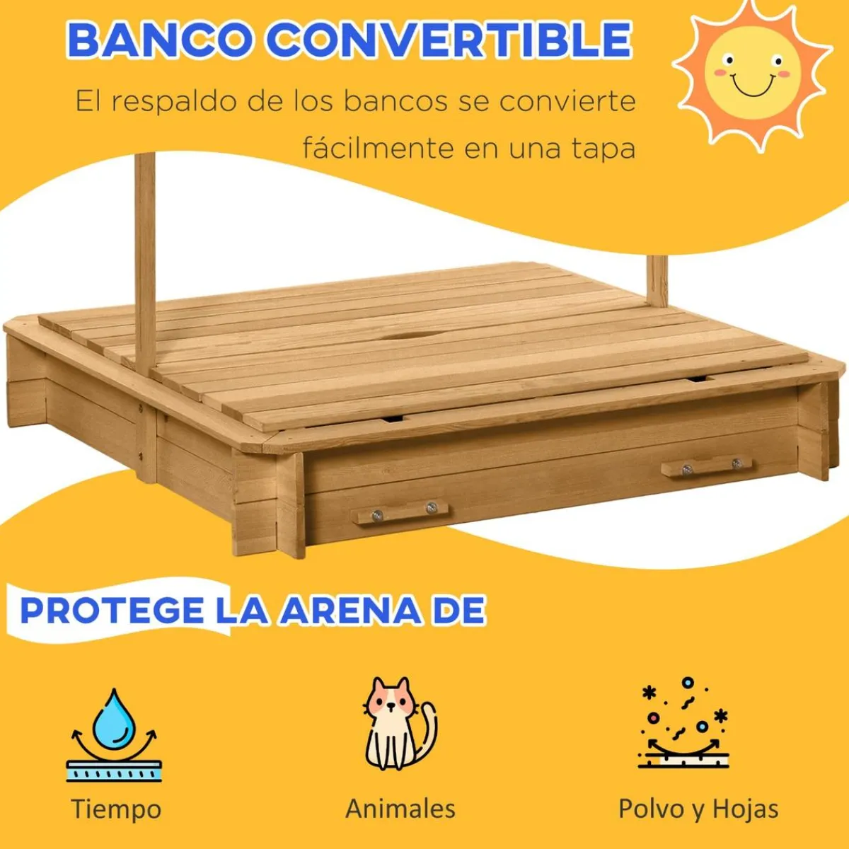 - Arenero infantil de madera con toldo*Outsunny Best