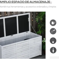 - Baúl de jardín de madera Blanco*Outsunny Discount