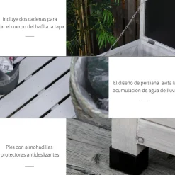 - Baúl de jardín de madera Blanco*Outsunny Discount