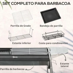 - Barbacoa de carbón portatil con parrilla y plancha*Outsunny Sale