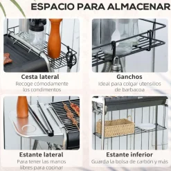 - Barbacoa de carbón portatil con parrilla y plancha*Outsunny Sale