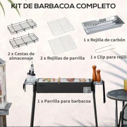 Hot - Barbacoa de carbón portatil con dos parrillas Juguetes De Verano