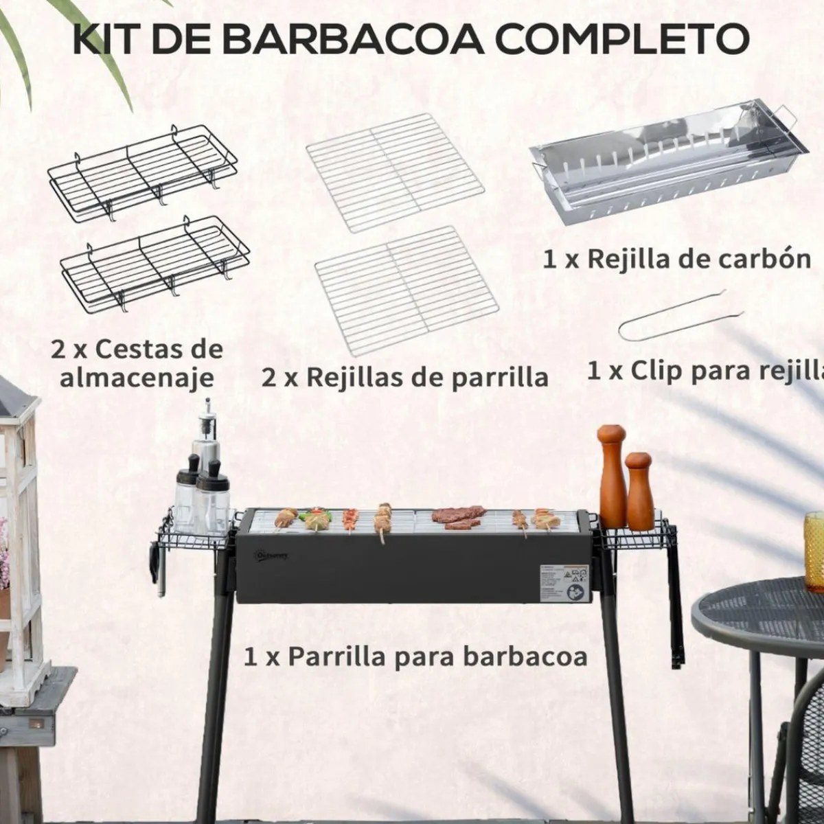 Hot - Barbacoa de carbón portatil con dos parrillas Juguetes De Verano