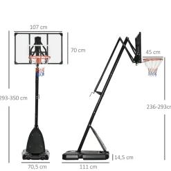 Outlet Outsunny - Canasta baloncesta regulable con base Deportes
