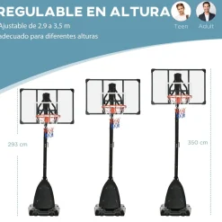 Outlet Outsunny - Canasta baloncesta regulable con base Deportes