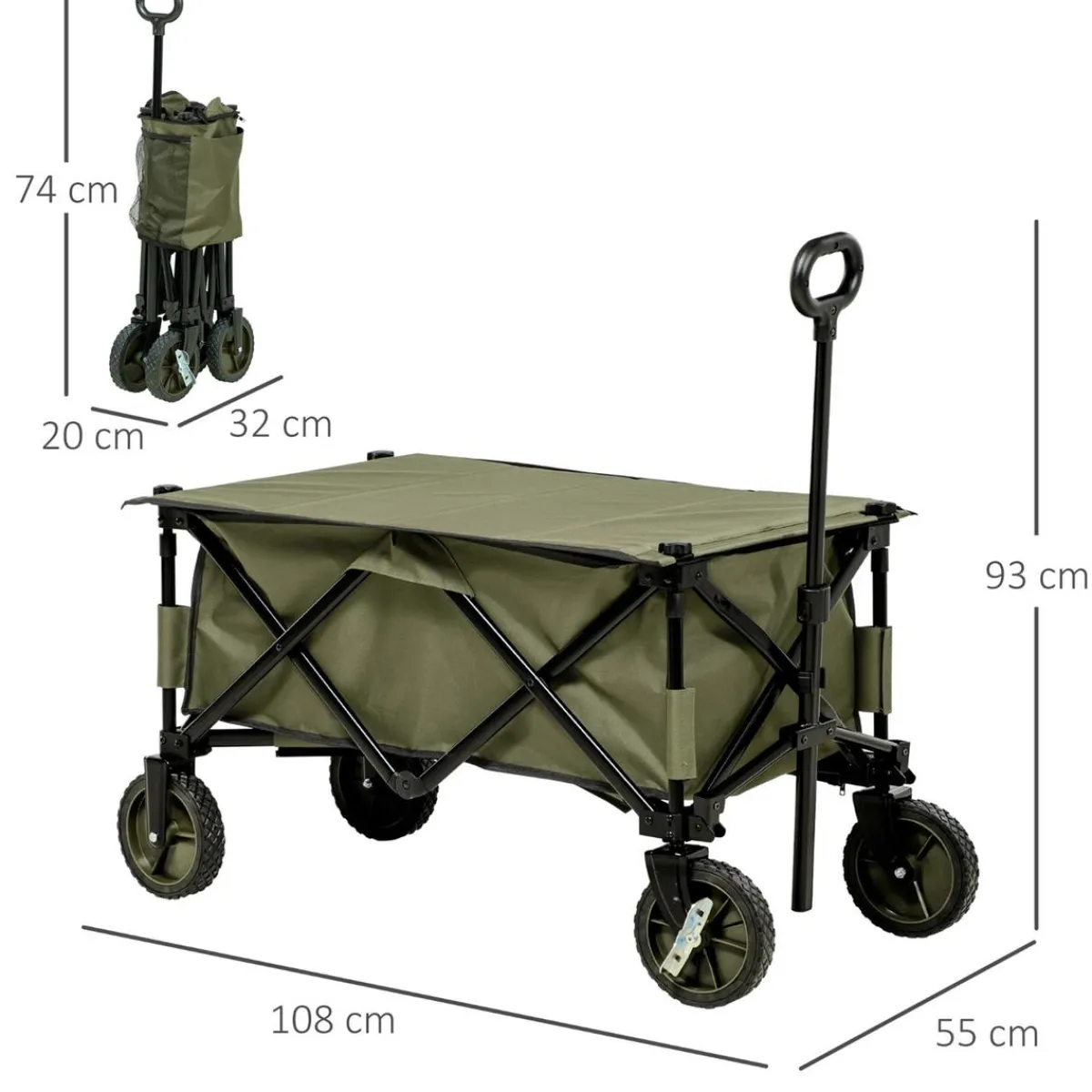 - Carro con tablero plegable Verde*Outsunny Clearance