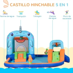 - Castillo hinchable 5 en 1 unicornio*Outsunny Discount