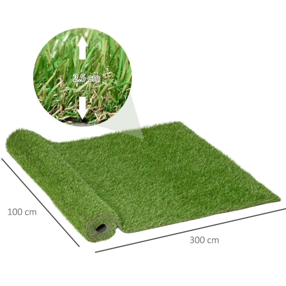 - Césped artificial 3x1m altura de hierba 25mm*Outsunny