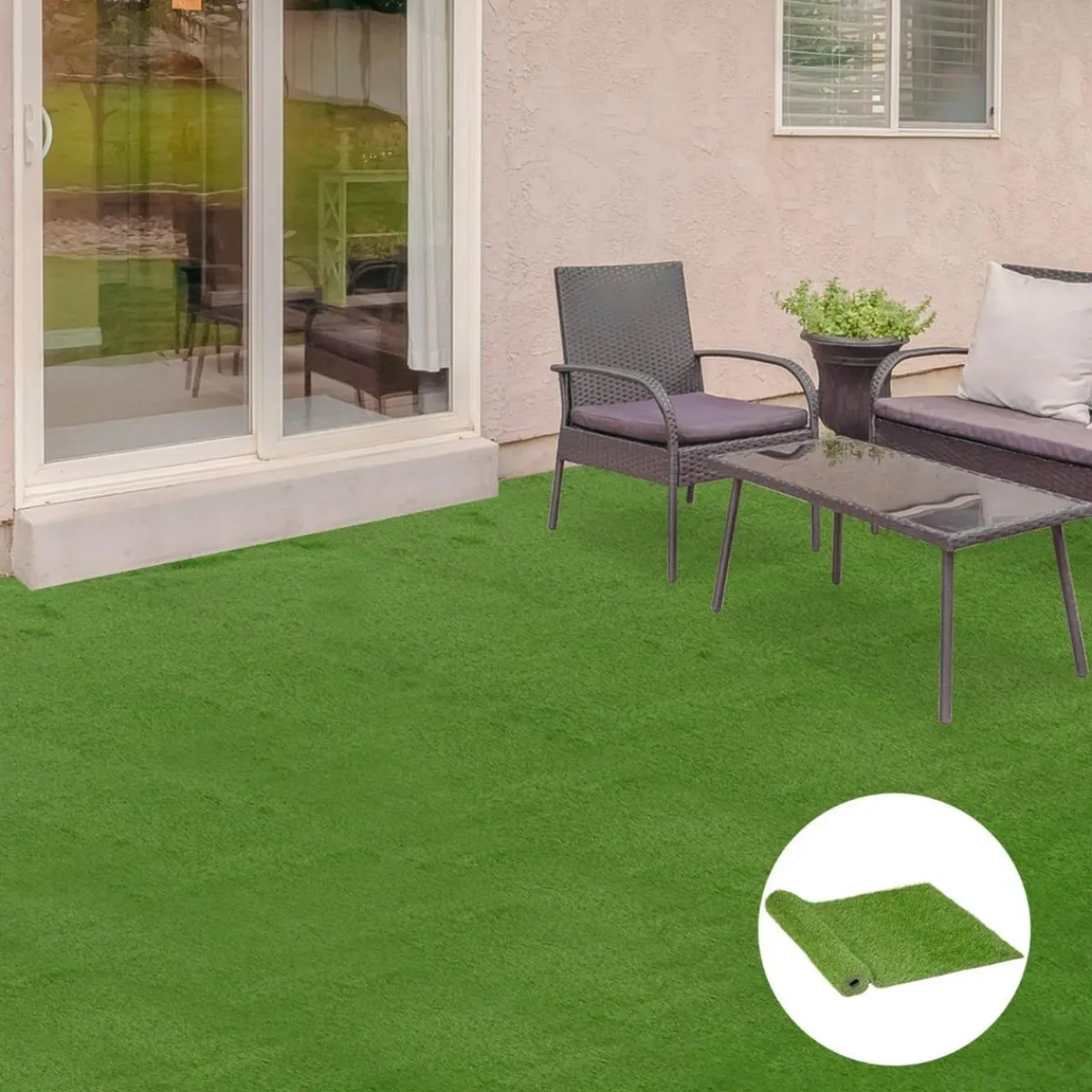 - Césped artificial 3x1m altura de hierba 25mm*Outsunny