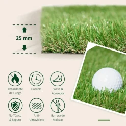 - Césped artificial 3x1m altura de hierba 25mm*Outsunny