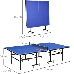 - Mesa Ping Pong plegable con Red, Palas y Pelotas*Outsunny