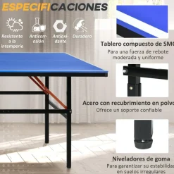 - Mesa Ping Pong plegable con Red, Palas y Pelotas*Outsunny