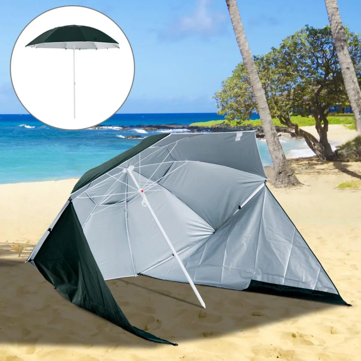 - Parasol con dos paneles laterales Verde*Outsunny Best