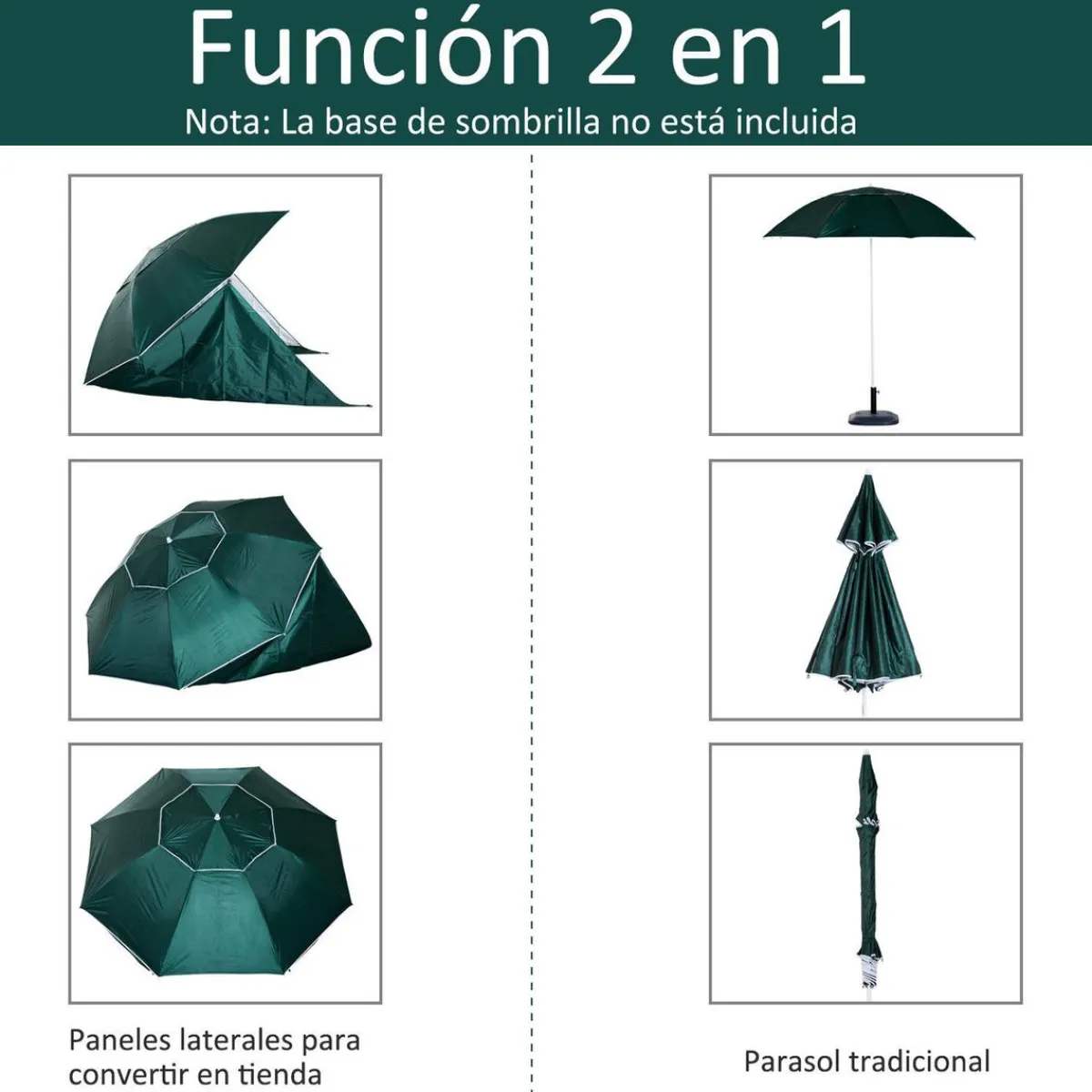 - Parasol con dos paneles laterales Verde*Outsunny Best