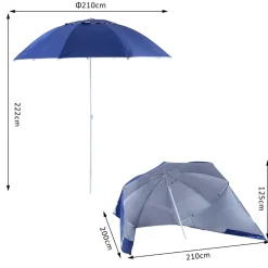 - Parasol con dos paneles laterales Azul*Outsunny Best