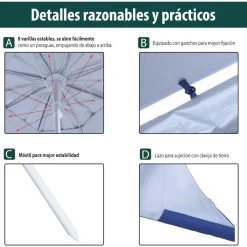 - Parasol con dos paneles laterales Azul*Outsunny Best